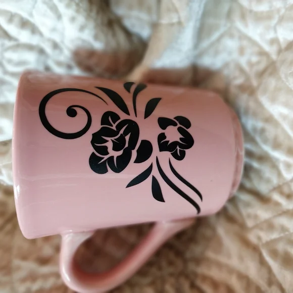 Hand Crafted Pink Floral Coffee Mug - Picture 4 of 6